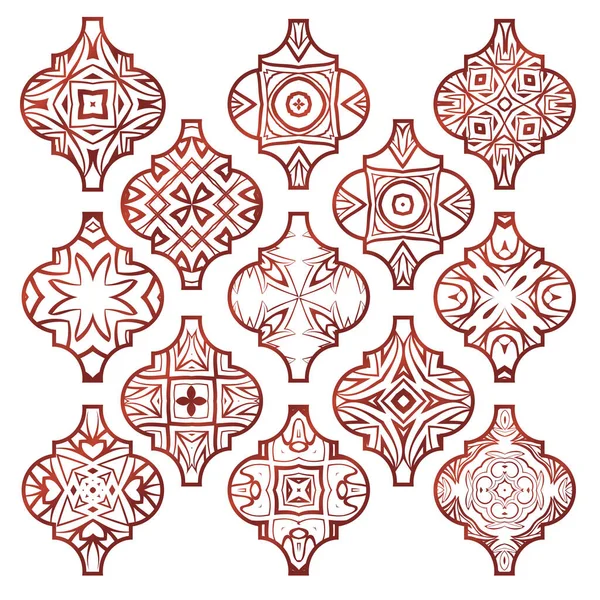 Kerst arabesque tegel ornament set — Stockvector