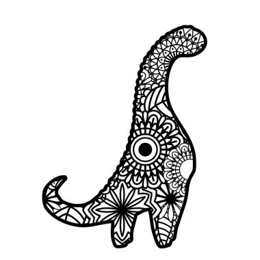 Zentangle dinozoru beyaz arkaplanda izole edildi.