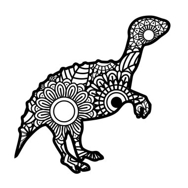Zentangle dinozoru beyaz arkaplanda izole edildi.