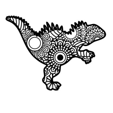 Zentangle dinozoru beyaz arkaplanda izole edildi.