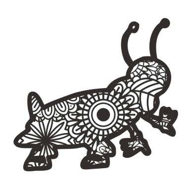 Beyaz arkaplanda izole edilmiş Zentangle böcekleri. 