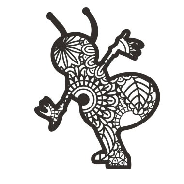 Beyaz arkaplanda izole edilmiş Zentangle böcekleri. 