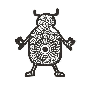 Beyaz arkaplanda izole edilmiş Zentangle böcekleri. 