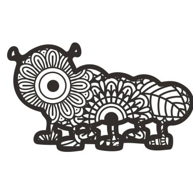 Beyaz arkaplanda izole edilmiş Zentangle böcekleri. 