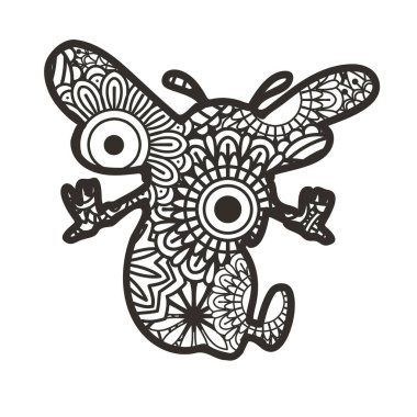 Beyaz arkaplanda izole edilmiş Zentangle böcekleri. 
