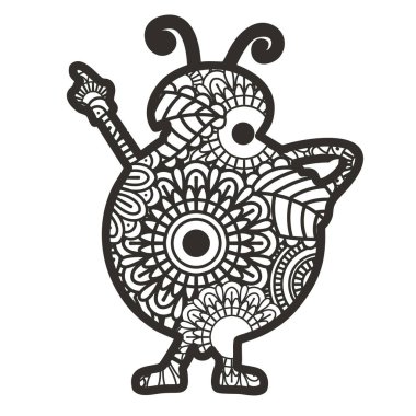 Beyaz arkaplanda izole edilmiş Zentangle böcekleri. 