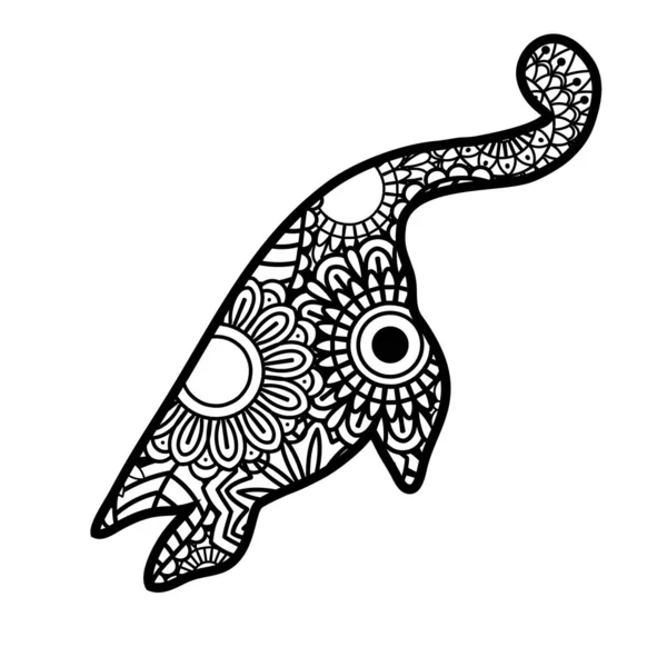 Zentangle dinosaurus izolované na bílém pozadí. — Stockový vektor