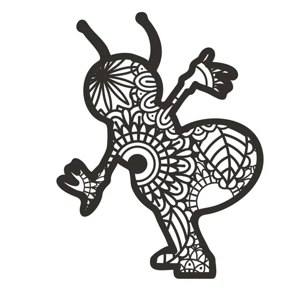 Beyaz arkaplanda izole edilmiş Zentangle böcekleri. 