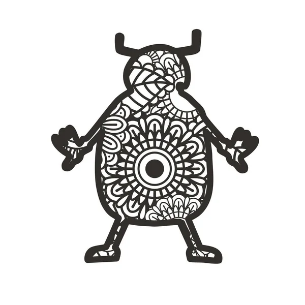 Beyaz arkaplanda izole edilmiş Zentangle böcekleri. 