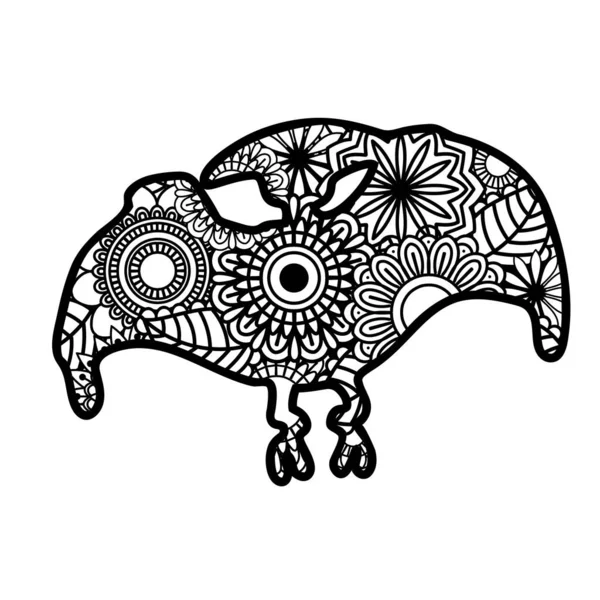 Dinosauro Zentangle isolato su sfondo bianco. — Vettoriale Stock