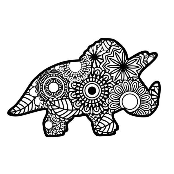 Zentangle Dinosaurier isoliert auf weißem Hintergrund. — Stockvektor