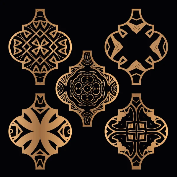 Natal conjunto de ornamento azulejo arabesco — Vetor de Stock