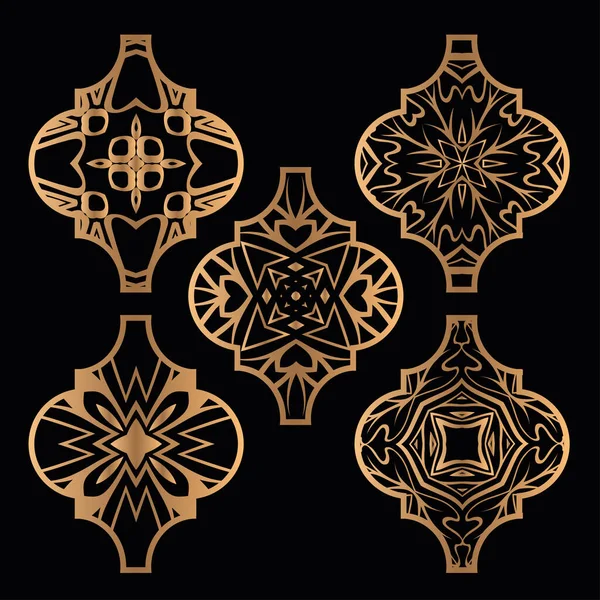 Set ornamento piastrelle arabesco di Natale — Vettoriale Stock