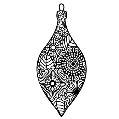 Zentangle Noel dekoru beyaz arkaplanda izole 