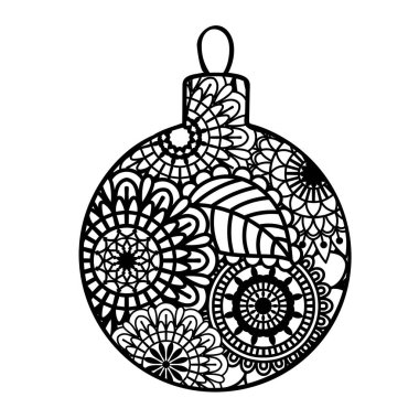 Zentangle Noel dekoru beyaz arkaplanda izole 