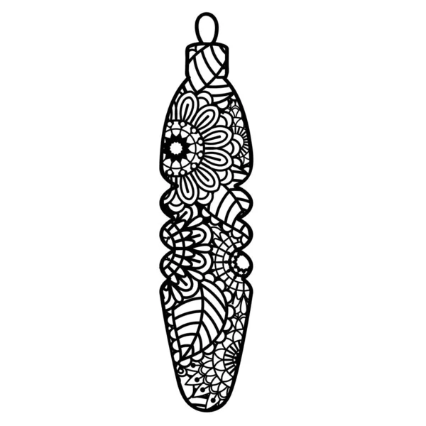 Zentangle karácsonyi dekoráció elszigetelt fehér háttér — Stock Vector