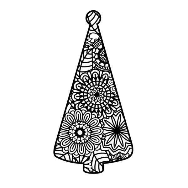 Decoración de Navidad Zentangle aislada sobre fondo blanco — Archivo Imágenes Vectoriales