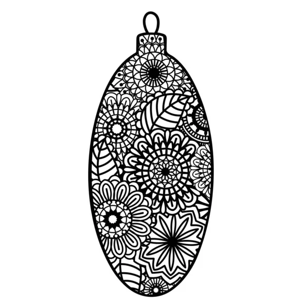 Zentangle vánoční dekor izolované na bílém pozadí — Stockový vektor