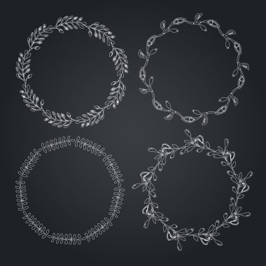 Yuvarlak handdrawn çelenk. Klip sanat vektör çerçeve bou topluluğu