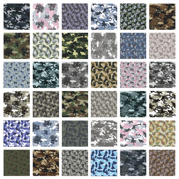 Seamless set of camouflage pattern vector — Stock Vector