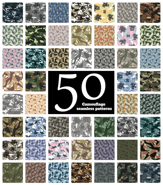 Conjunto de Vector de patrón de camuflaje sin costura — Archivo Imágenes Vectoriales