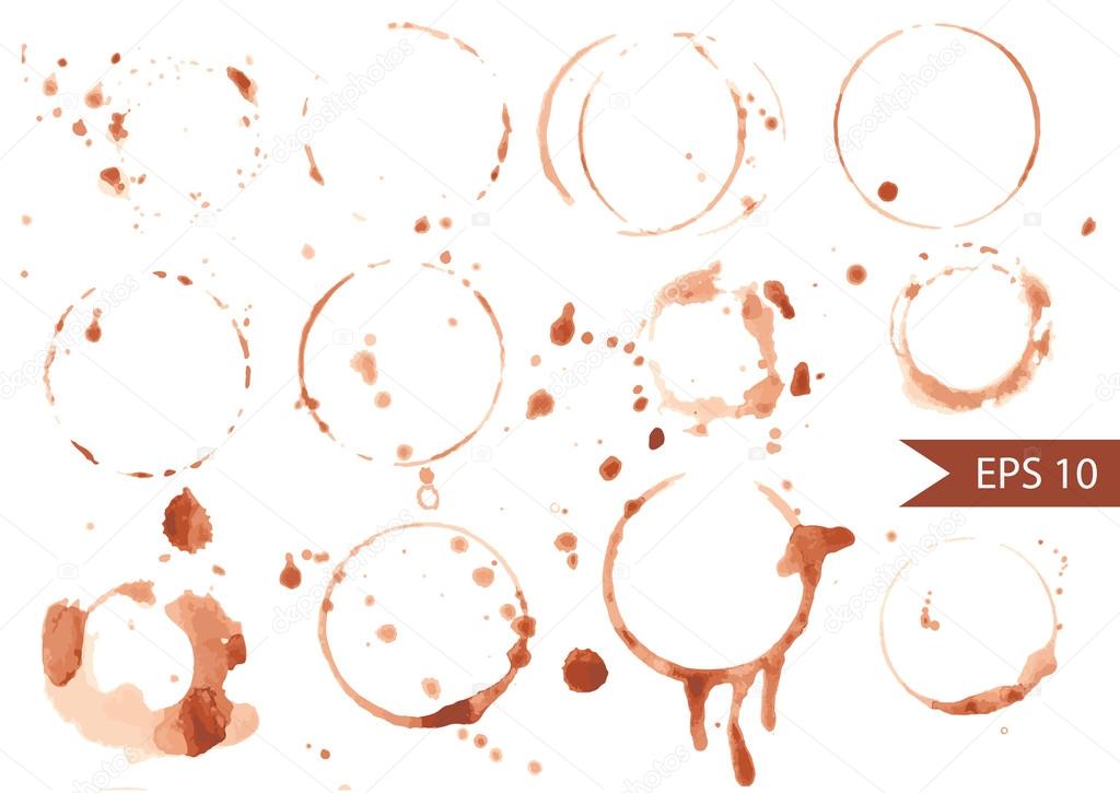 Vector Set of Coffee and Tea Stains