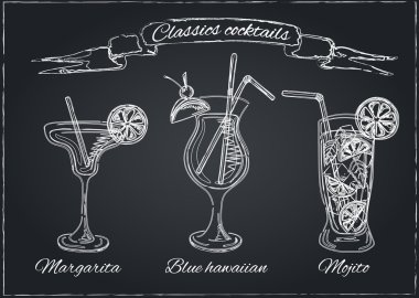 Kokteyller koleksiyonu. Vektör Set