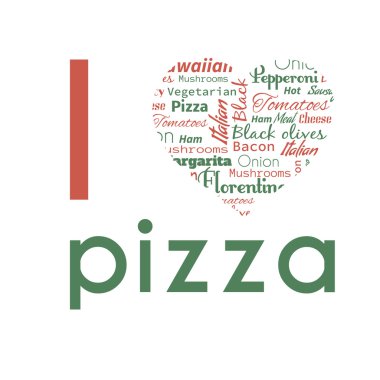 Poster with pizza tags.