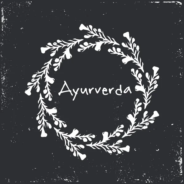 Ayurverda herbal vector frame — Stok Vektör