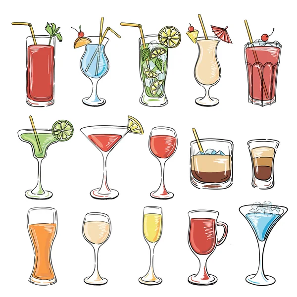 Kokteyller koleksiyonu. Vektör Set