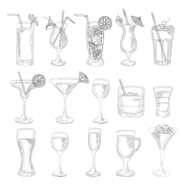 Cocktails collection. Vector Set — Stock Vector