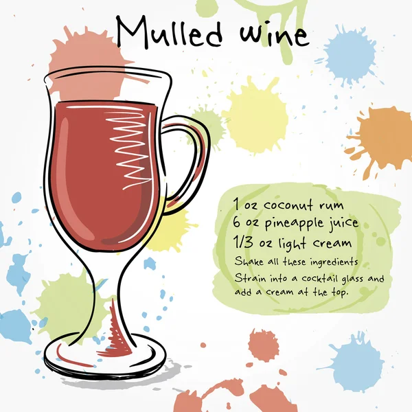 Mulled wine. Hand drawn illustration — Stock Vector