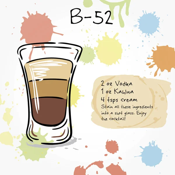 B-52. Handgezeichnete Illustration des Cocktails. — Stockvektor