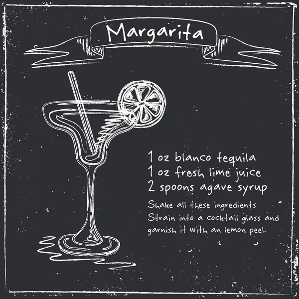 Margarita. Handgezeichnete Illustration des Cocktails. — Stockvektor