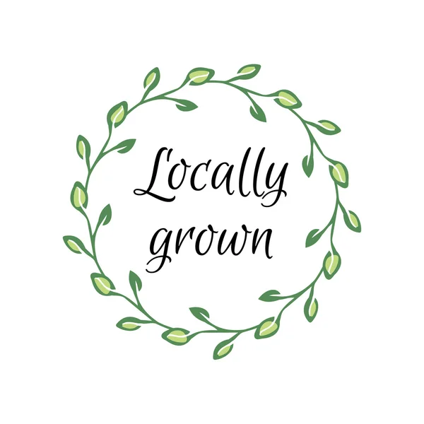 Locally grown hand-sketched herbal vector frame — Stockvector
