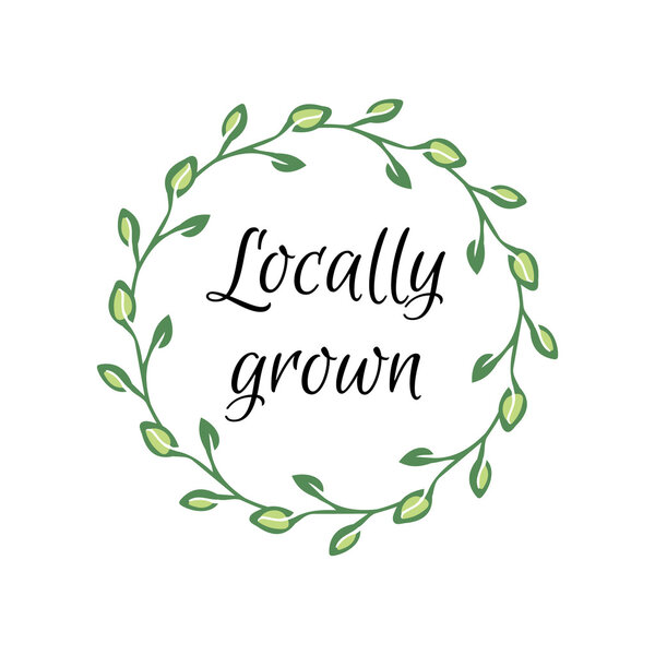 Locally grown hand-sketched herbal vector frame