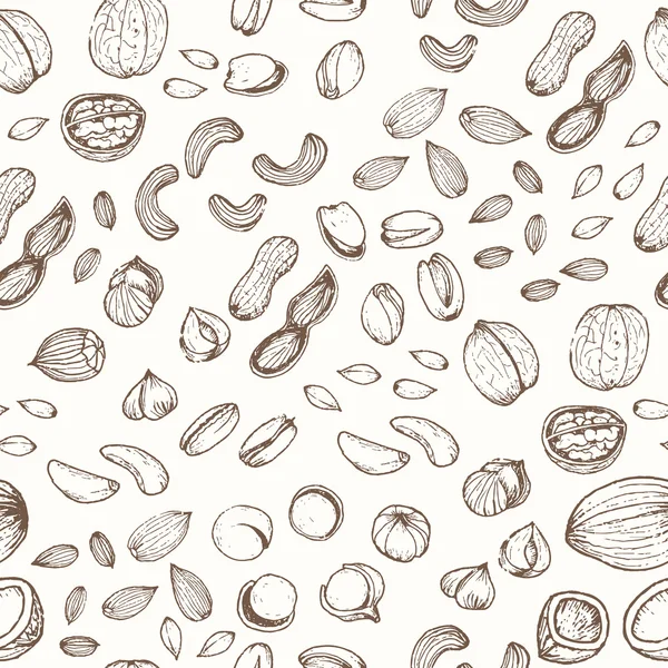 Орехи устанавливают бесшовный рисунок — стоковый вектор