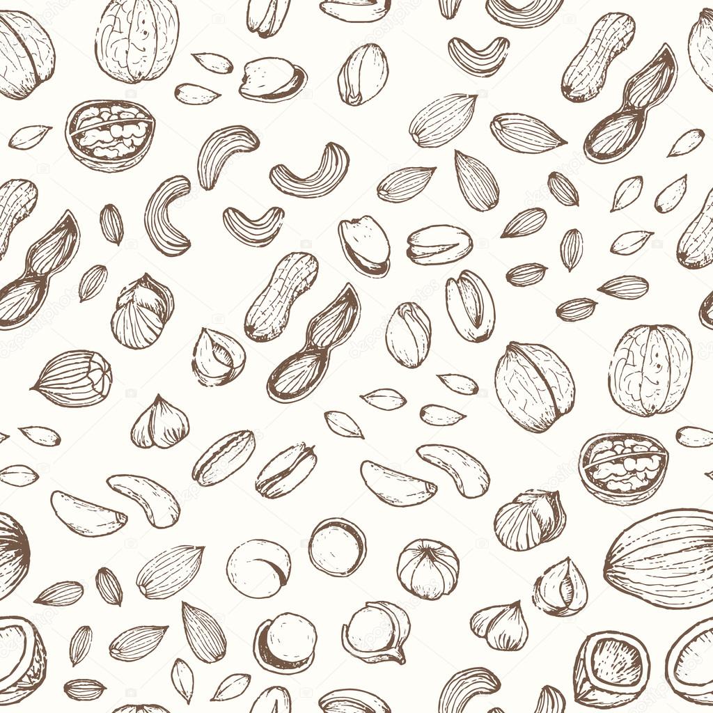 Nuts set seamless pattern