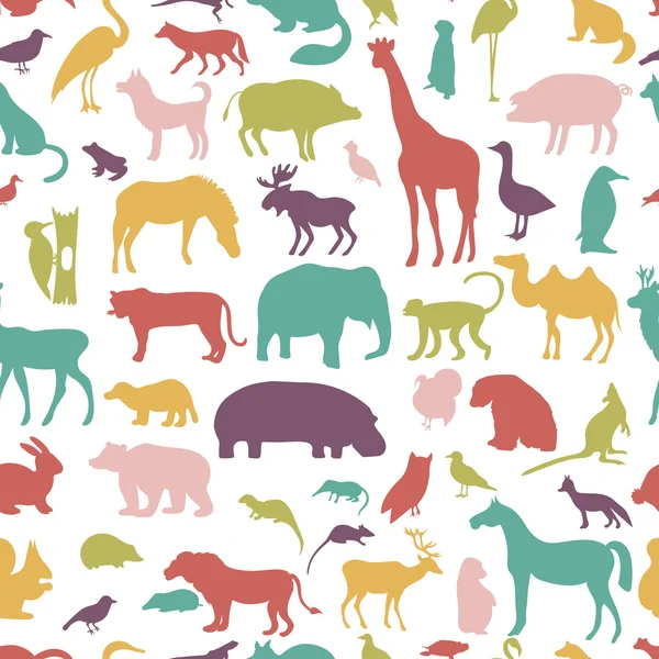 Animals silhouette seamless pattern. — Stock Vector