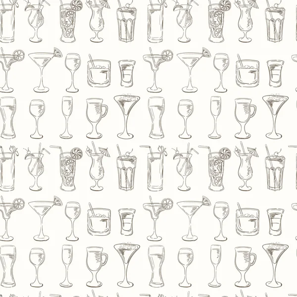 Ensemble de cocktails croquis et boissons alcoolisées — Image vectorielle