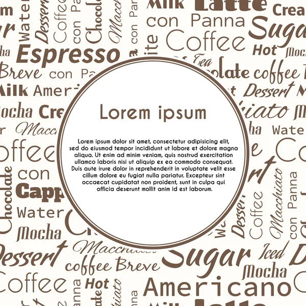Fond sans couture avec des étiquettes de café . — Image vectorielle