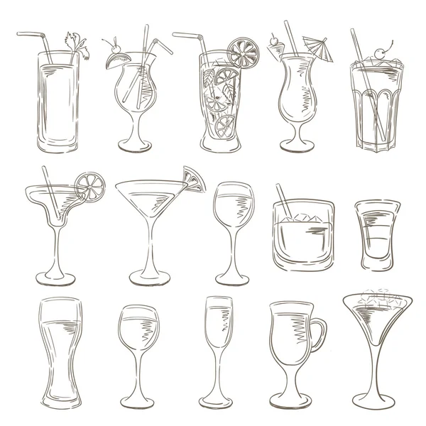 Cocktails och drycker med sprit — Stock vektor