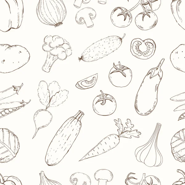 Légumes avec des noms motif sans couture . — Image vectorielle