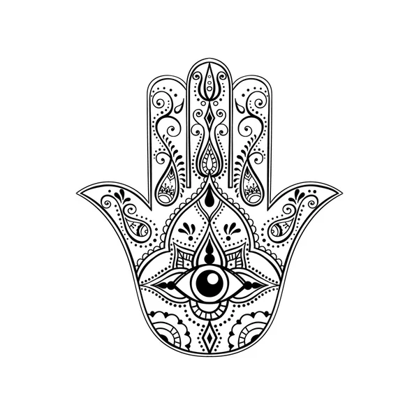 Indiase Hand getrokken Hamsa — Stockvector