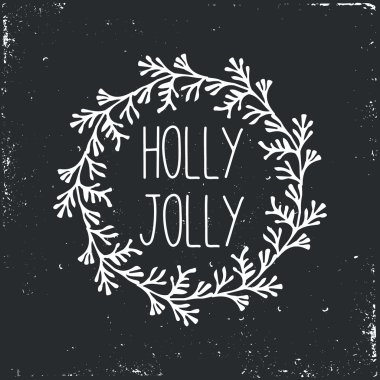 Mutlu yeni yıl ve mutlu Noeller çelengi doodle. 