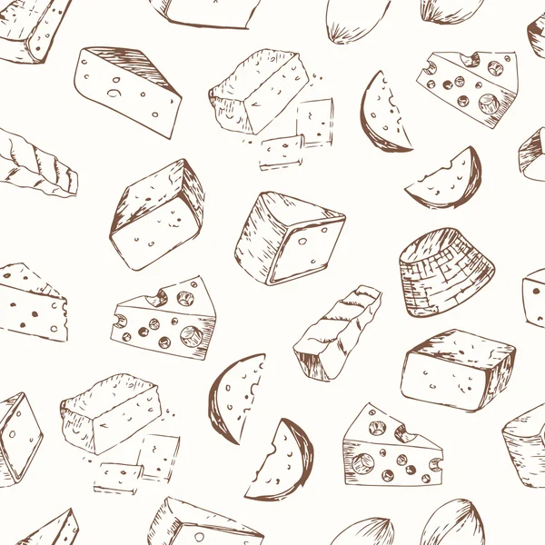 Conjunto de queso patrón sin costura . — Archivo Imágenes Vectoriales