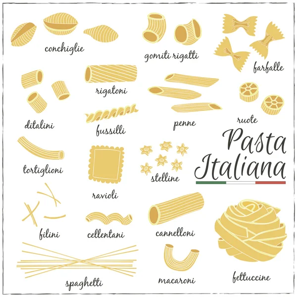 Italiano Pasta coleção desenhos — Vetor de Stock