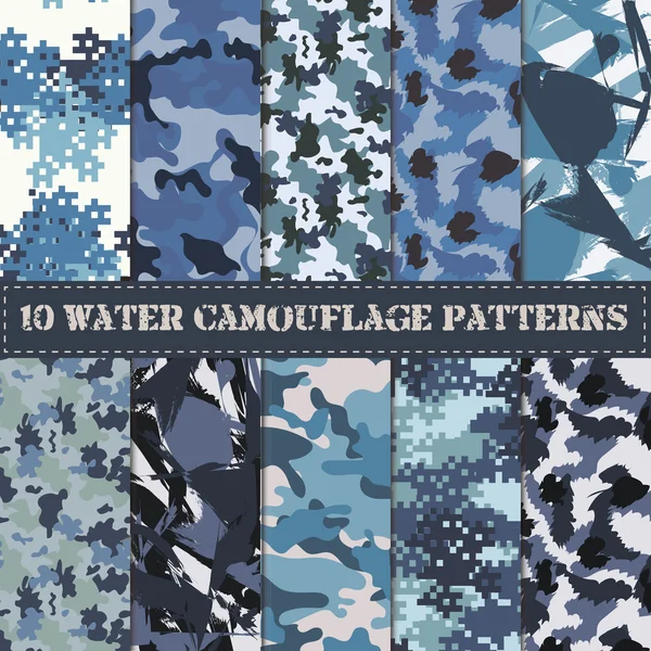 Seamless set of camouflage pattern — Stock Vector