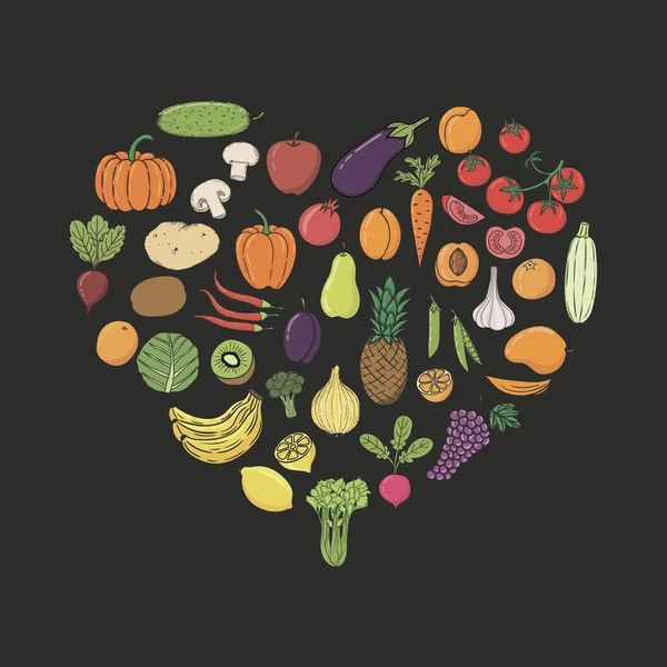 Marco de frutas y verduras — Vector de stock