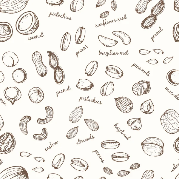 Nuts set seamless pattern — Stock Vector